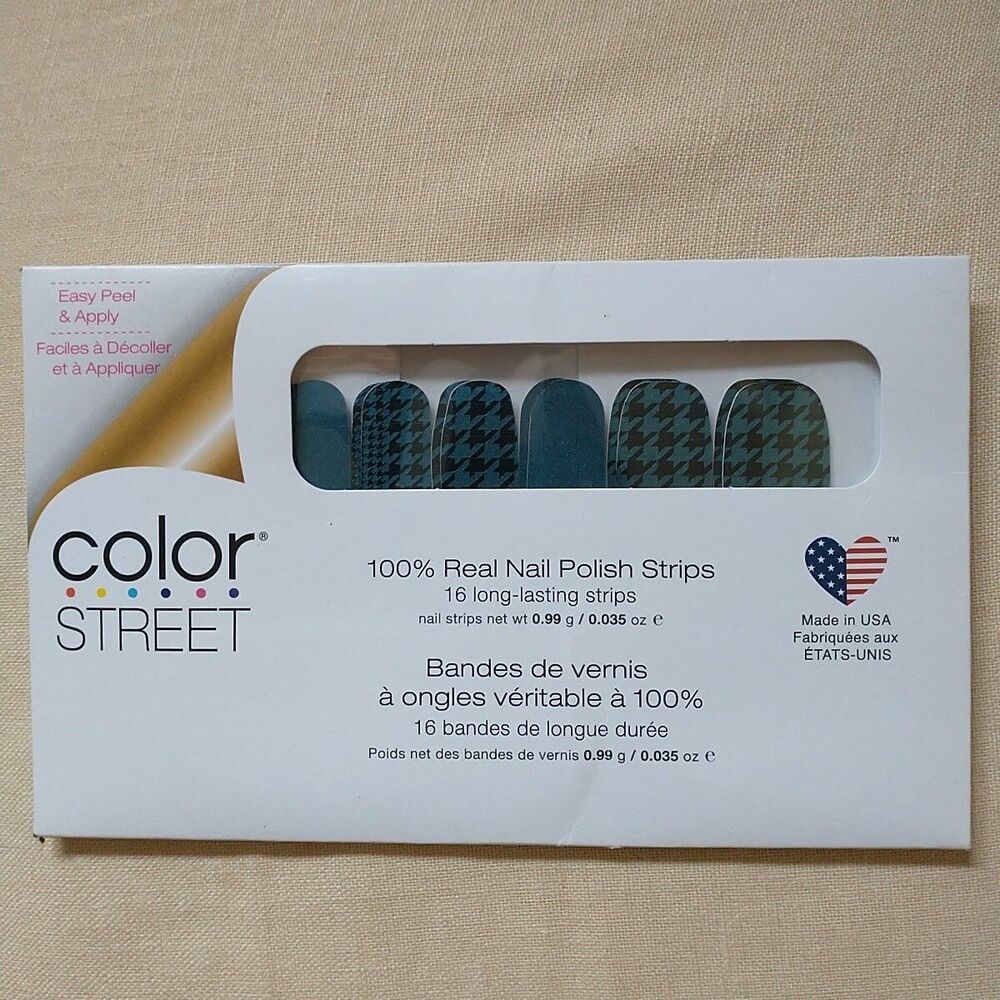 New Suit Yourself Color Street Nail Polish Strips Black Green Houndstooth Solid